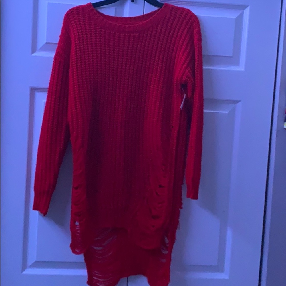 Red sweater dress